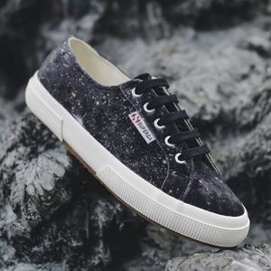 Superga Low Top Navy Velvet Galaxy Lace-Up Sneaker